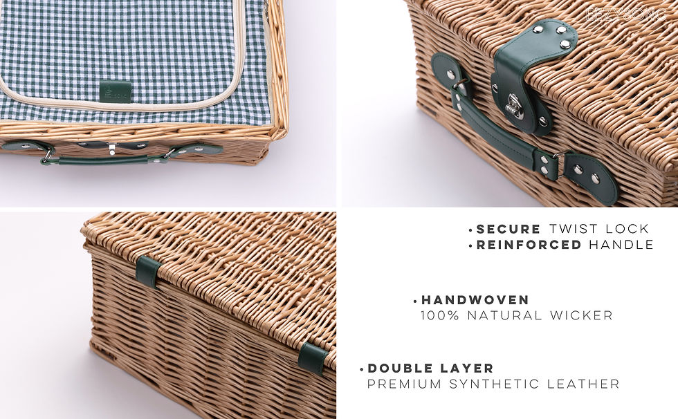 EEZYSONG Wicker Picnic Basket Set For 2